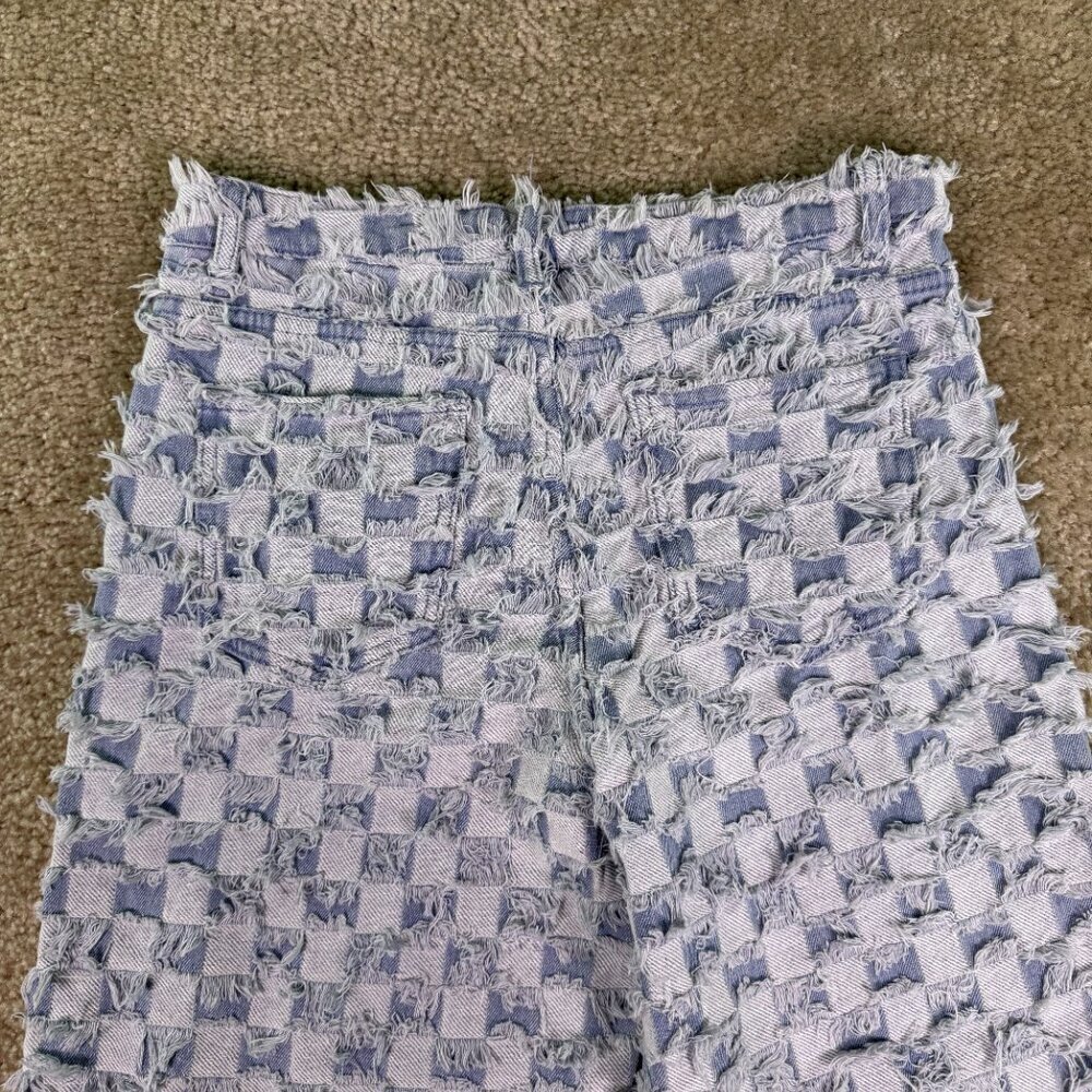 Two 2 Fly Womens Jeans Sz Small Blue White High Rise Bootcut Cropped 28x25 F041 - Picture 8 of 13
